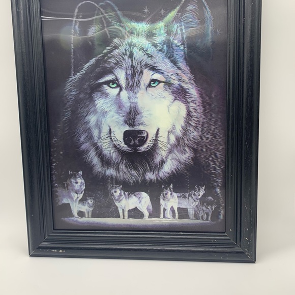 Vintage 3 Dimension Lenticular Framed Watching Wolves Multi Pictures - Picture 15 of 16